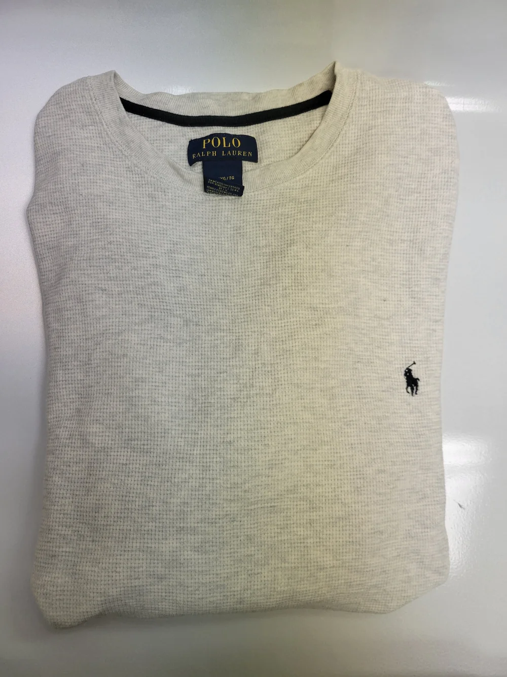 Polo Ralph Lauren Men's XL Gray Waffle-Knit Cotton Crewneck Pullover Sweater